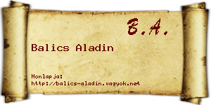 Balics Aladin névjegykártya